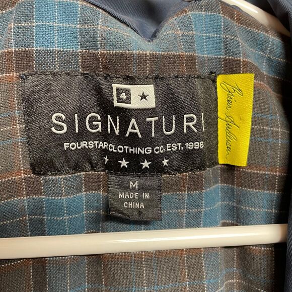 Brian Anderson Jacket Flannel Lining Zip Up Button Snap Close Blue Mens Medium - Picture 5 of 7